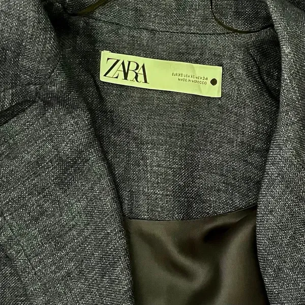 ZARA Limited Edition Linen Coat Buttons Pockets Double Breasted Blue X-Small - Image 12