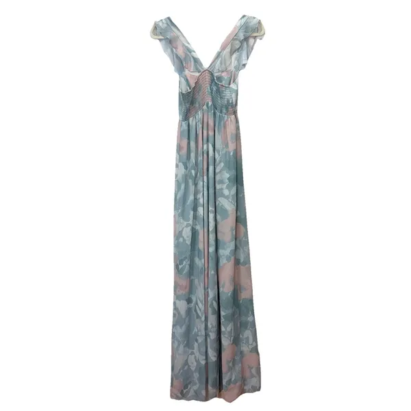 Show Me Your Mumu Reese Ruffle Sage I Do Floral June Maxi Dress SMALL - Image 8