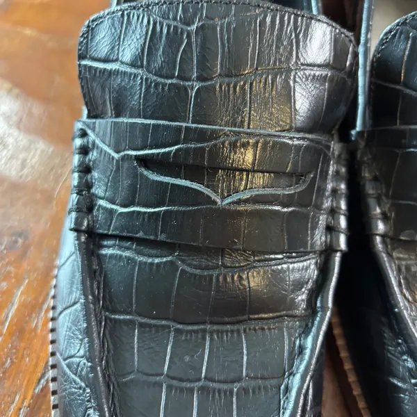 Dolce Vita Hoven Black Croc Embossed Leather Block Heel Penny Loafers Womens 9.5 - Image 8