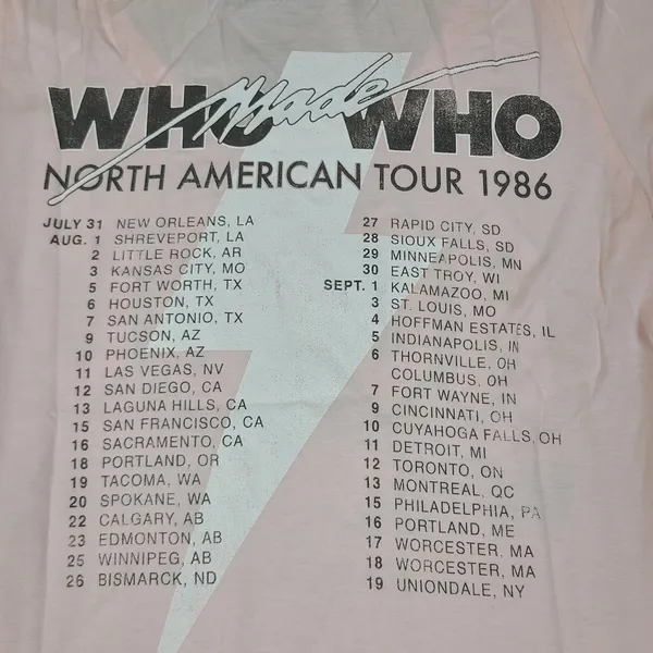 AC/DC Who Made Who Tour Scoop Neck Tee Recycle Karma T-Shirt Womens Shirt Sz‎ XS - Image 7