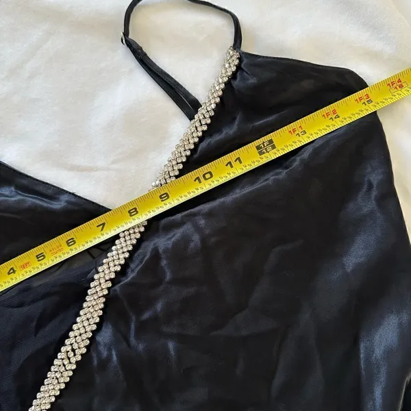 SATIN EFFECT RHINESTONE DRESS BLACK - REF. 0881/219 New without tag XS - Image 5