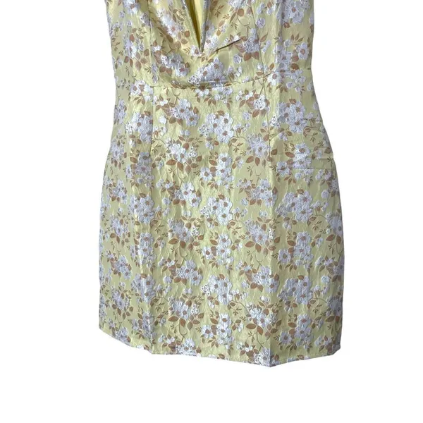 Lulus Favorite Song‎ Yellow Floral Jacquard Off-The Shoulder Mini Dress S NWT - Image 3