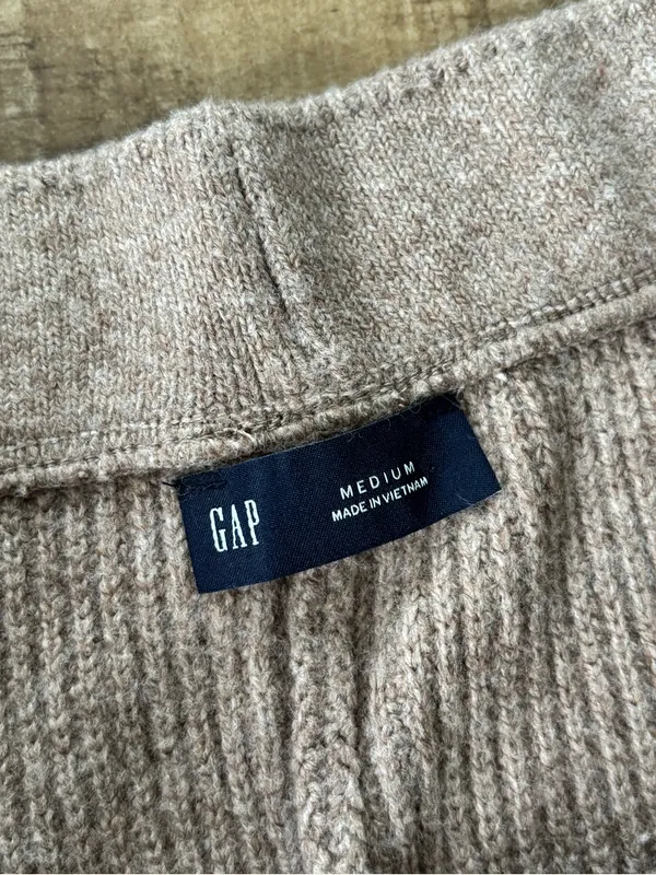 GAP wide leg soft stretch cotton knit beige wide leg pant size medium - Image 3