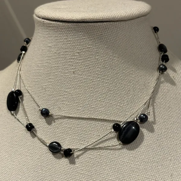 White House Black Market 18" Multi-Strand Black Bead Necklace - Image 10
