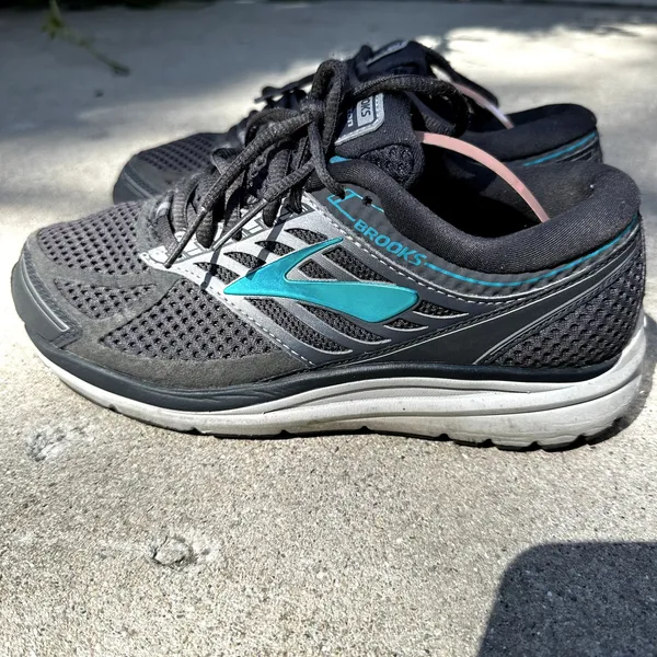 Brooks Addiction 13 Running Sneakers Shoes Lace Up Athletic Gray Blue 8 Wide - Image 4