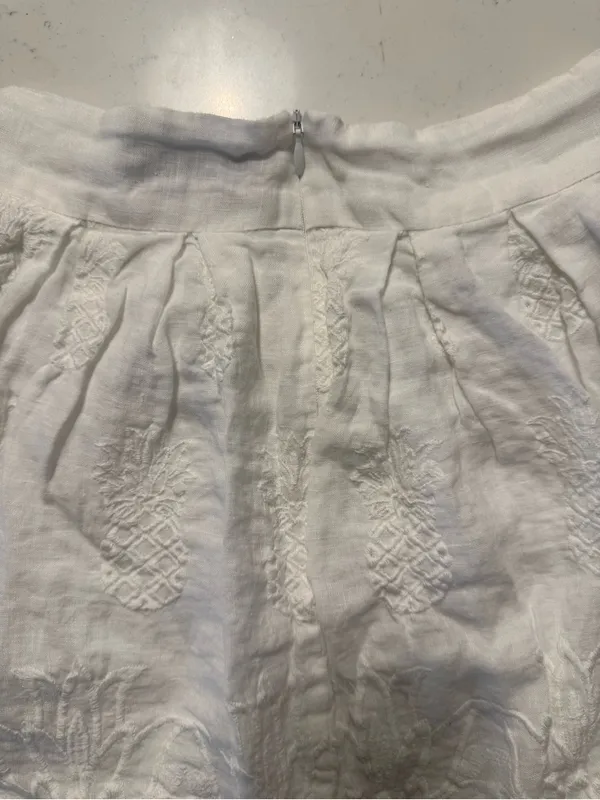 Cara Cara White Linen Eyelet Mini Skirt XS Embroidered Lace Hem - Image 7