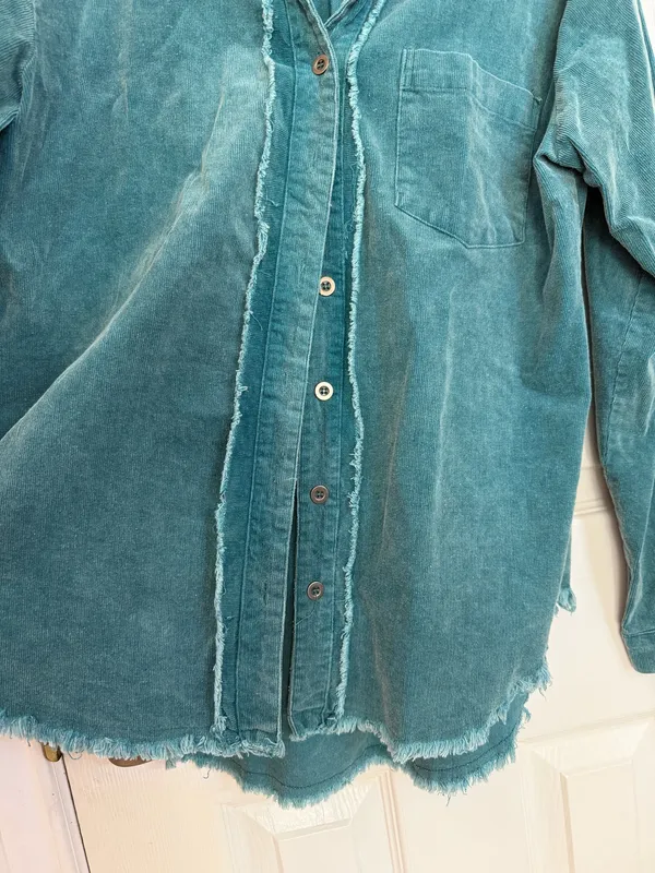 Umgee Teal Corduroy Button-Down Shirt/Shacket  - Image 5