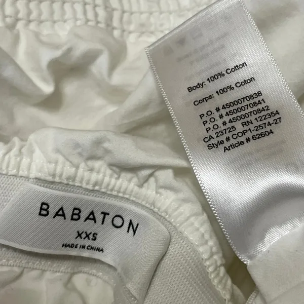 Aritzia Babaton White Strapless Bandeau Tiered Ruffle Peplum Blouse Top Size XXS - Image 4