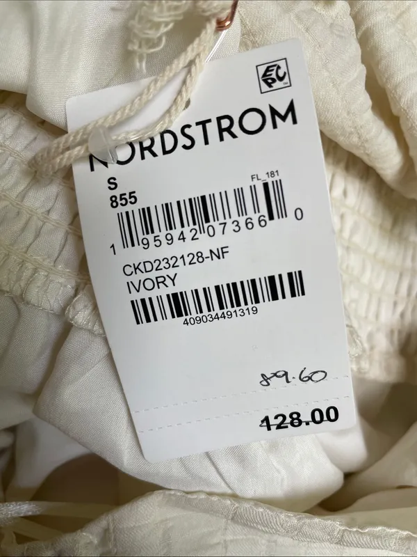 Nordstrom Cream Smocked-Waist Maxi Dress with Tie Shoulders - Image 3