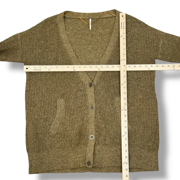 Free‎ People Alpaca Wool Blend Slouchy Grandpa Cardigan Sweater Khaki Brown XS - Image 11