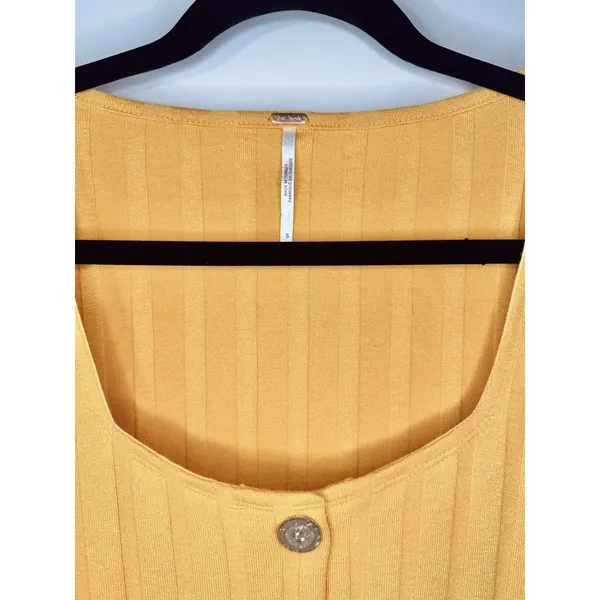 Free People Women's Ribbed‎ Top Button Up Size S Cottagecore Prairie Boho Spring - Image 4