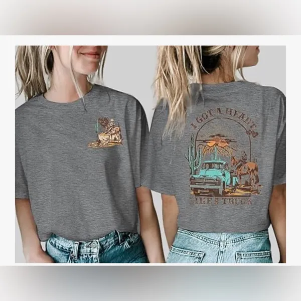 NEW I Got A Heart Like A Truck T Shirt Country Music Nashville Concert Shirt L - Image 3