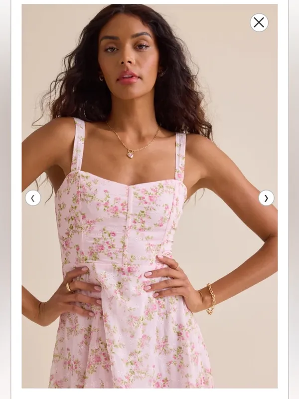 NWT Altar'd State Pink Floral Square-Neck Maxi Dress with Side Slit - Image 3