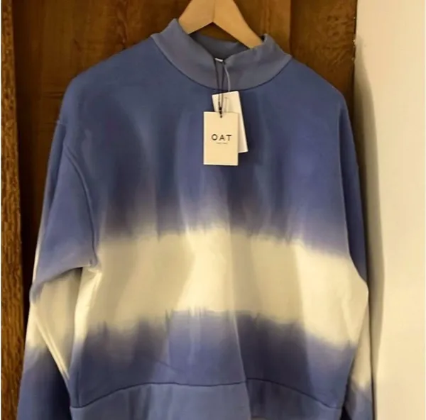 OAT New York Blue Stripped pullover sweatshirt NWT XS - Image 2