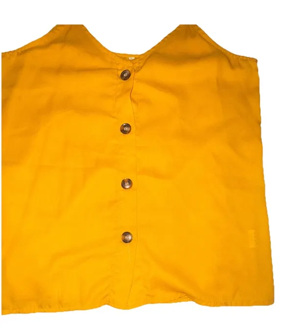 Unbranded Orange Button Tank Top Blouse Yellow Size L - Image 2