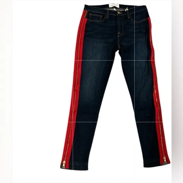 Etienne Marcel Red Zipper Skinny Ankle Length Jeans(Size 29) - Image 3