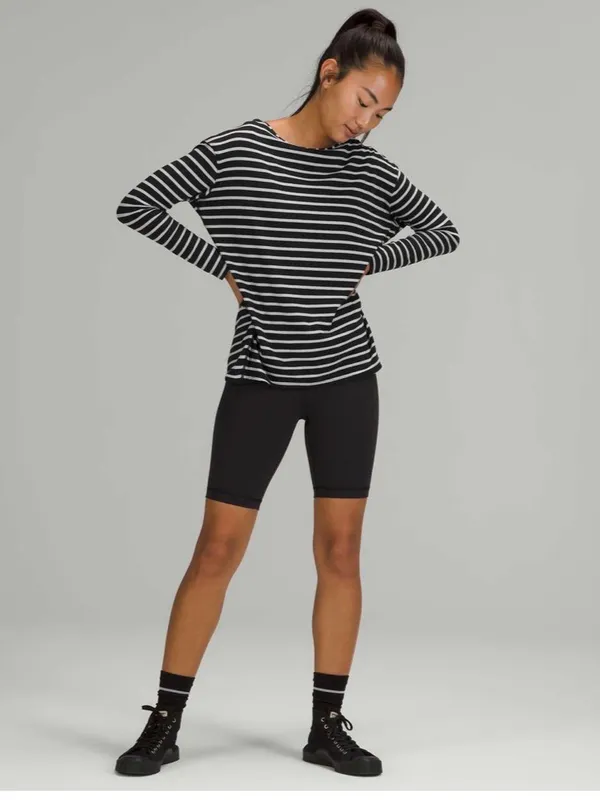 Lululemon Striped Back in Action Long Sleeve Tee Sz 8 - Image 5