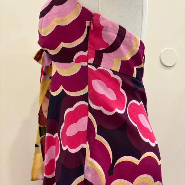Harold's Pink Floral Silk Blend Halter Midi Dress Size 4 Retro Psychedelic Pinup - Image 6