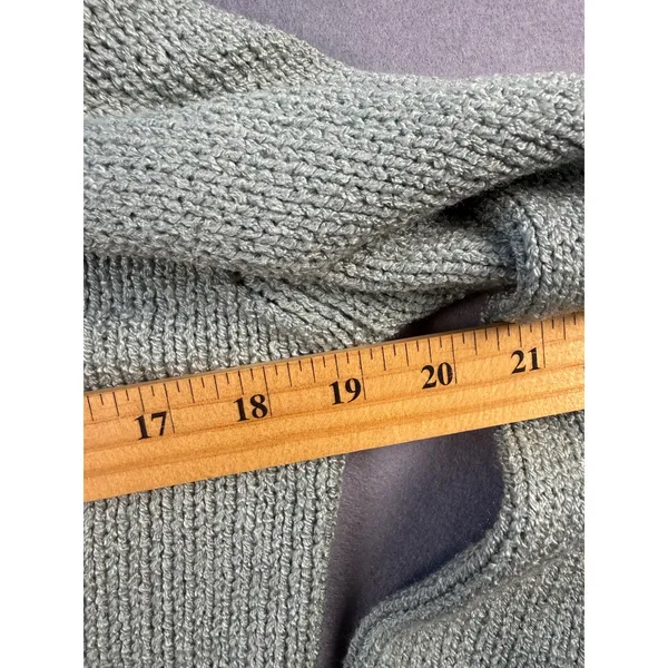 Lush Womens Sage Green Ribbed Knit Polo V-Neck Cropped Sweater Small - Image 5