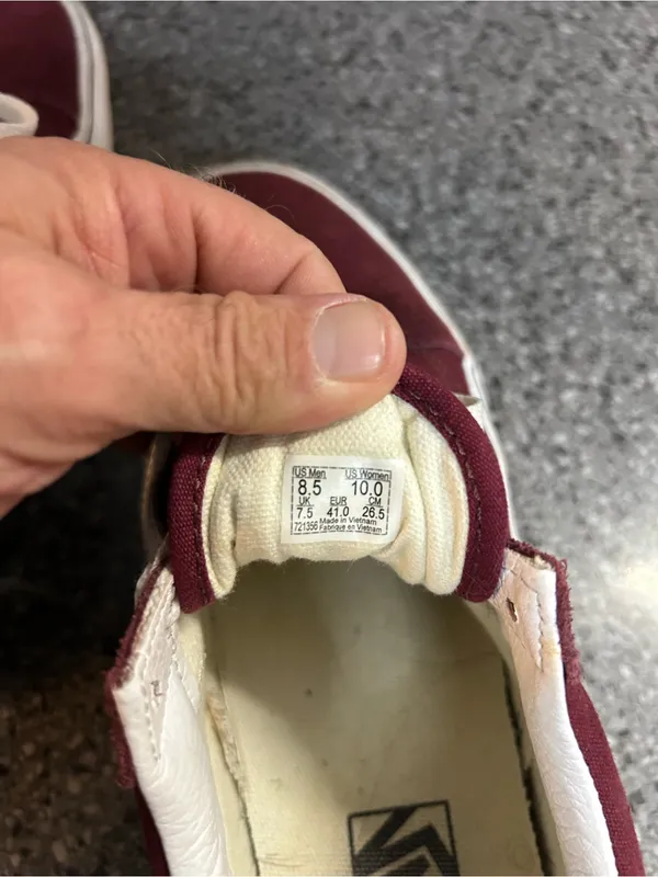 Vans Low-Top Canvas Sneakers in Burgundy and White - Image 6