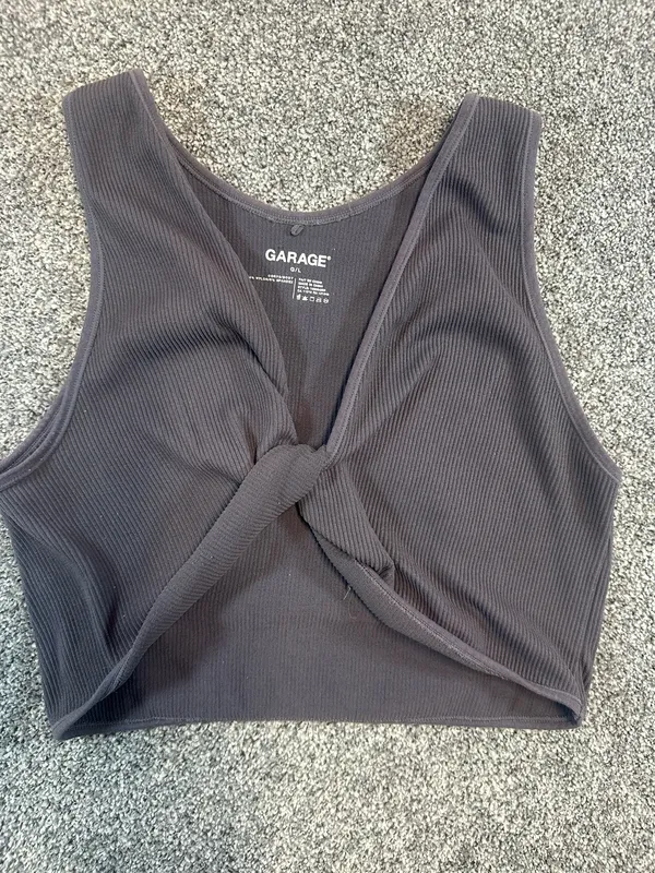 Garage Black Ribbed Twist Front Crop Top Women’s Size Large - Image 3