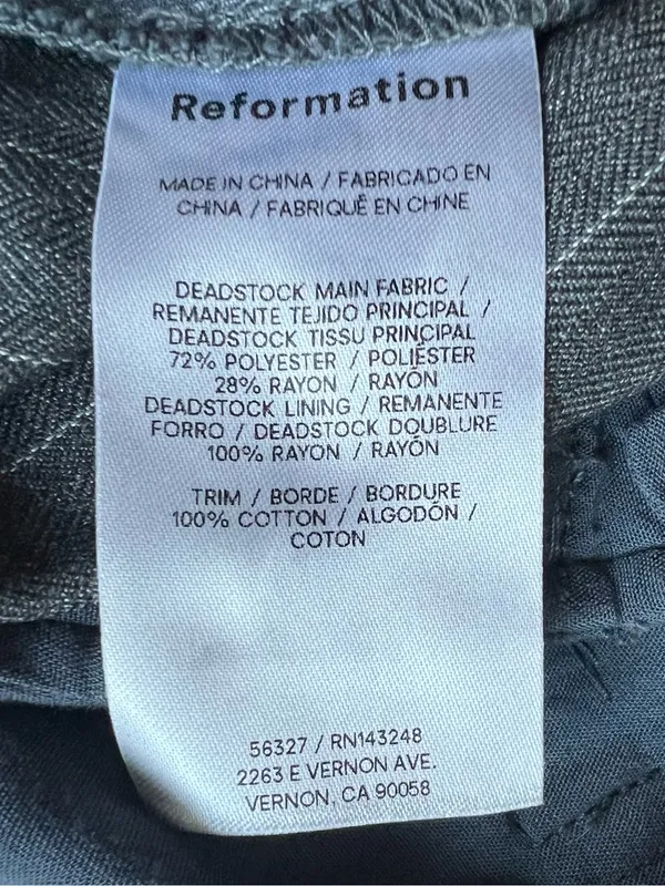 Reformation Mason Pant Size 12 Grey Pinstripe Wide Leg Pleated Trousers - Image 5