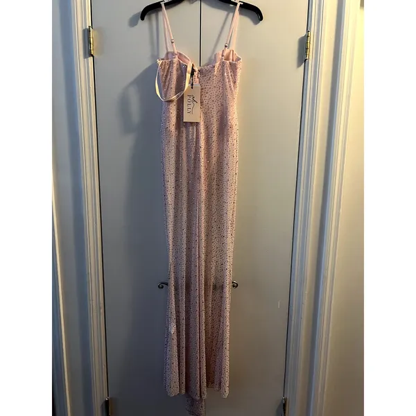 Oh Polly Rose Pink Transparent Embellished Maxi Dress Size 2 New - Image 8