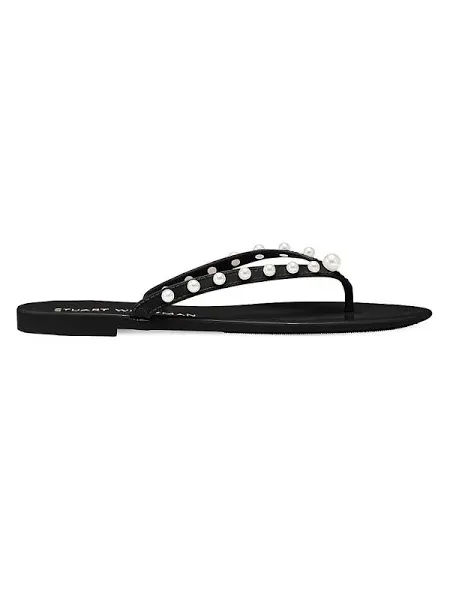 Stuart Weitzman Goldie Black Shiny Jelly Flip Flop Sandal Shoe NWOB - Image 3