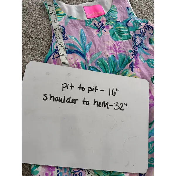 Lilly Pulitzer Pink Tropical Floral 100% Silk Shift Dress XXS Sleeveless Lace‎ - Image 5