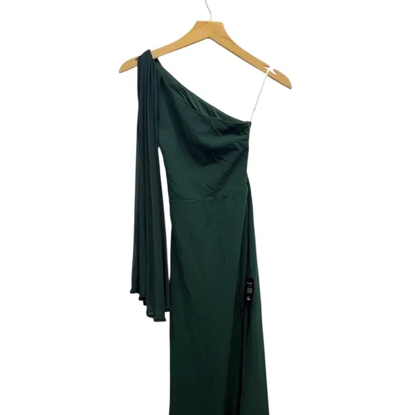 Lulus Majestic Attitude Emerald Cape Sleeve One-Shoulder Maxi Dress size XS NWT - Image 6