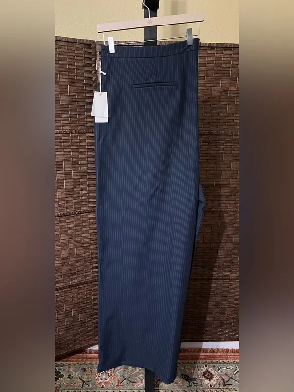 NEW Good American Stripe Ponte Knit Wide-Leg Trousers – Size 32 Plus Size - Image 8