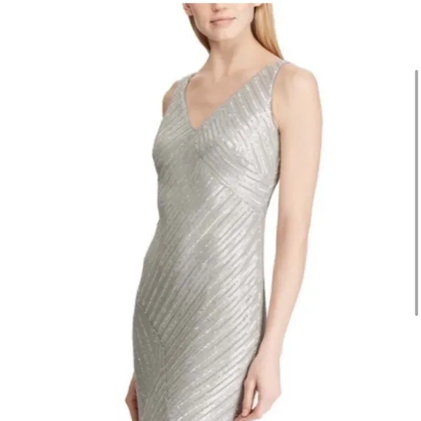Lauren Ralph Lauren | Gray Pearl Sequin Dress - Image 3