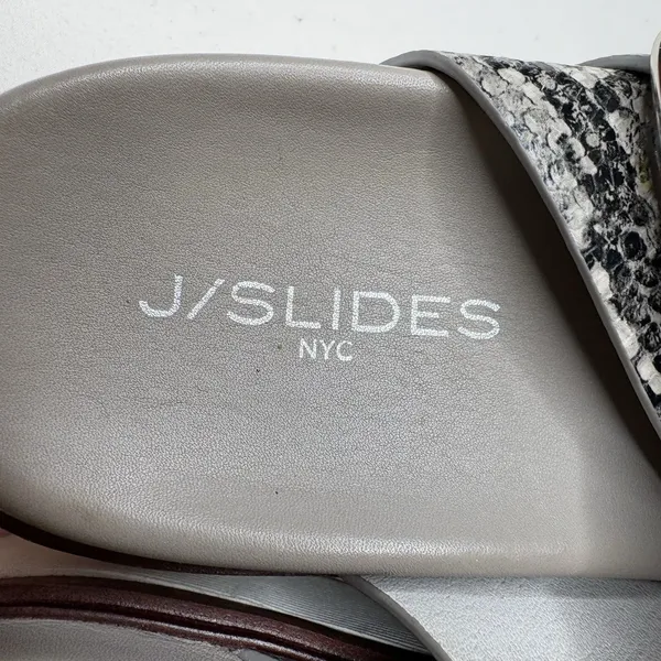 J/Slides Snakeskin Black White Bowie Suede Two Strap Slide Sandal Shoes Sz US 9M - Image 2