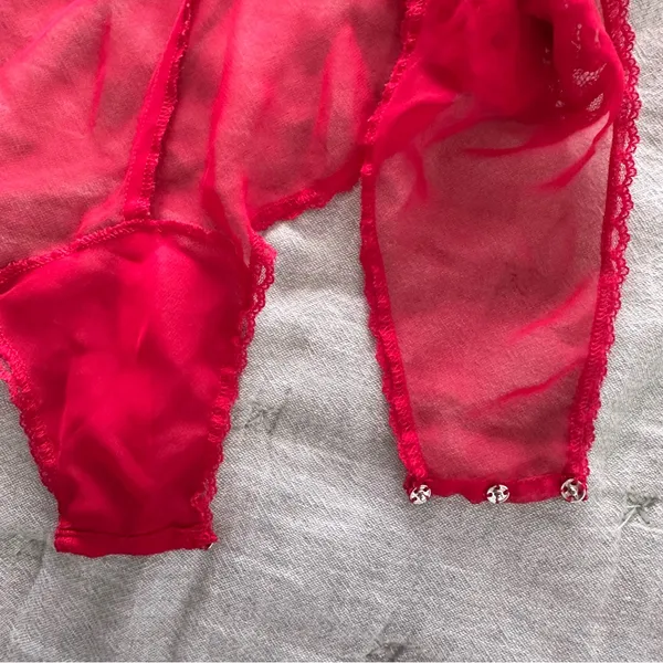 Victoria’s Secret Vintage Gold Label Red Lace Embellished Bodysuit Size L - Image 7