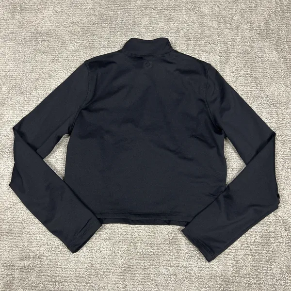 Pink Victoria’s Secret Top Women’s Large LS Black Shirt Crop Fleece Lined - Image 6