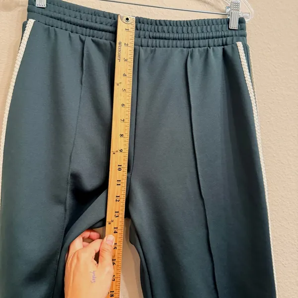 Maeve‎ Anthropologie Pull-On Track Pants-Small Dark Green Crochet Quiet Luxury - Image 13
