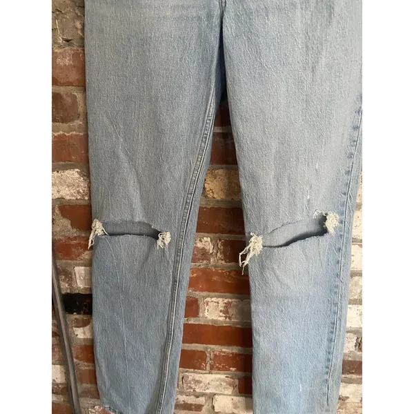 Abercrombie & Fitch 90s Straight Ultra High Rise Distressed Jeans 26 2R Light - Image 2