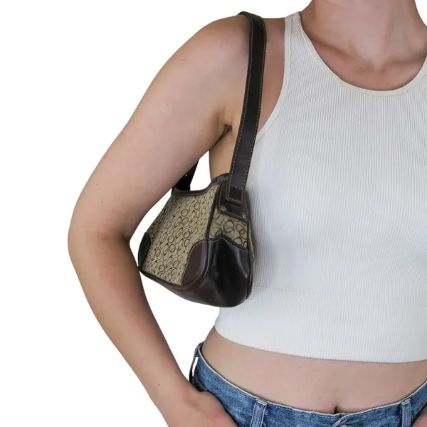 Vintage Y2K Brown Canvas Shoulder Bag - Image 3