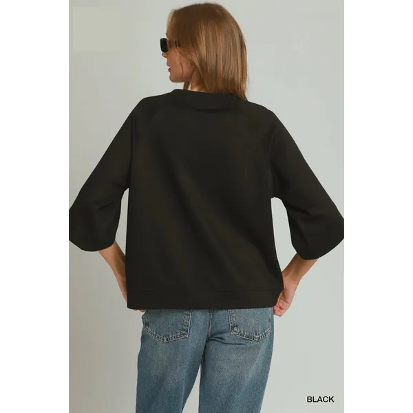 Umgee Round Hem Raglan Sleeve Top - Large - Image 3