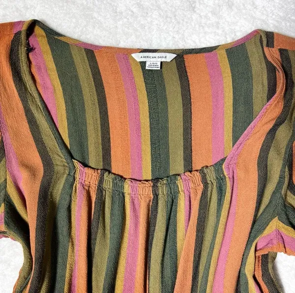 American Eagle Square Neck Striped Cropped Top - Image 3