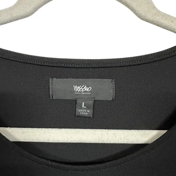 Mossimo Womens Sz L Short Sleeve Black Twist Knot Waist Sheath Dress Below Knee - Image 5