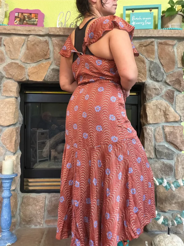 Anthropologie Ruffle-Sleeve Printed-Wrap Maxi - Image 5