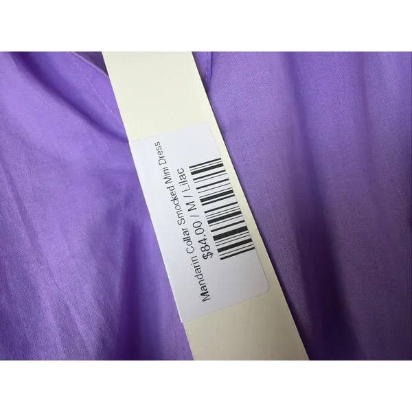 Pinch Mini Dress Womens Med Purple Pleated Puff Sleeve Boho Preppy smocked NWT - Image 8