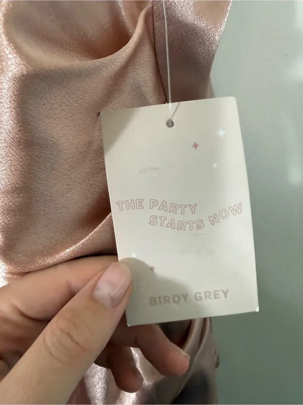 NWT Birdy Grey Lydia Bridesmaid Maxi Dress Shiny Satin Rose Gold Pink XL - Image 7