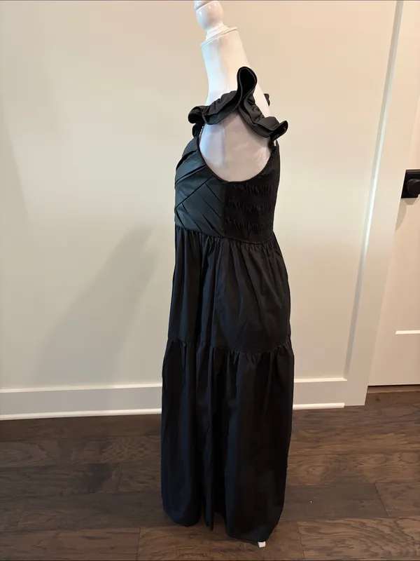 New With Tags THML Black Tiered Maxi Dress with Pockets Sz S - Image 5