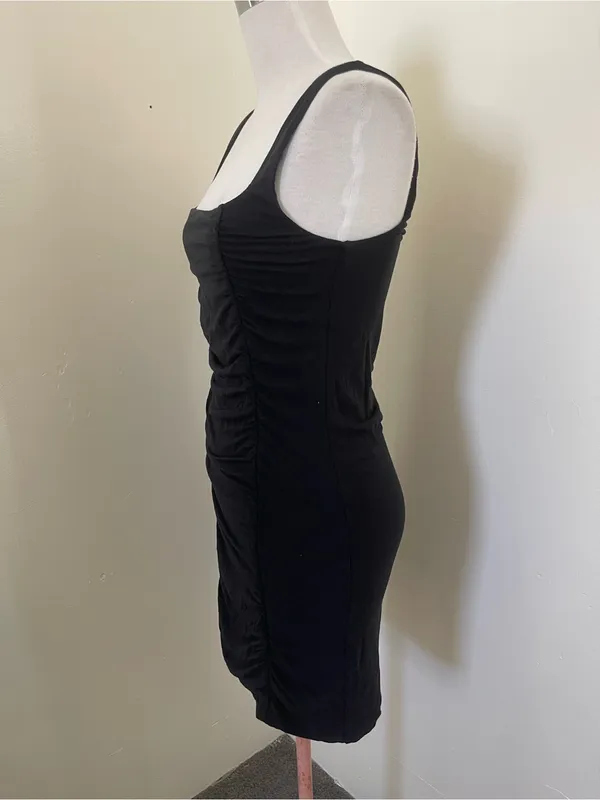 Wilfred Black Ruched Square-Neck Mini Dress - Image 2