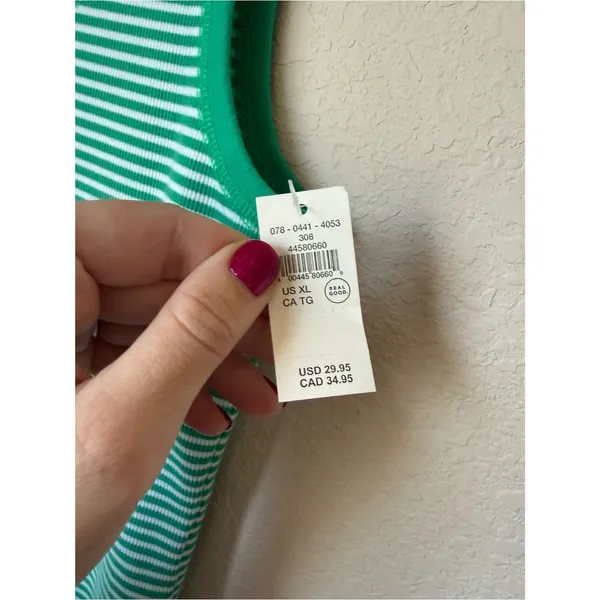 Aerie Green and White striped tank top size XL BNWT - Image 3
