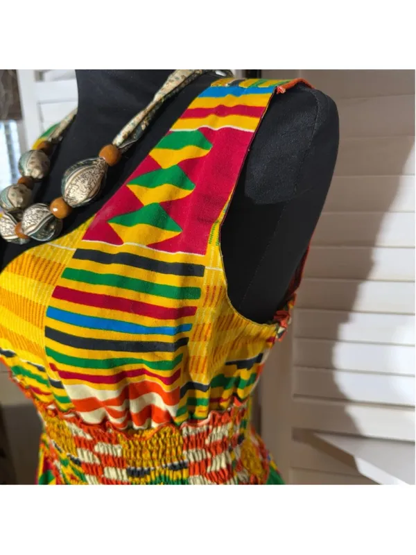 Vintage retro 70s dress hippie boho patchwork asymmetrical Western art whimsical - Image 5