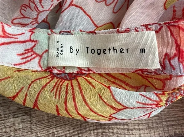 By Together Sheer Chiffon Floral Printed Mini Dress Size Medium - Image 3
