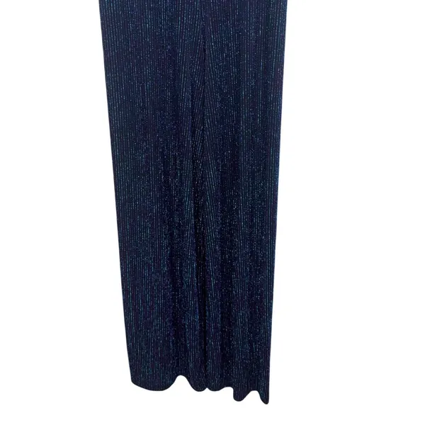 Jump Apparel Womens Metallic Blue Purple Wide Leg Jumpsuit V-Neck Medium USA - Image 7